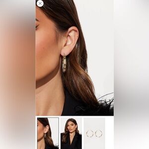 Fashion Nova Gold Earrings with Green Details